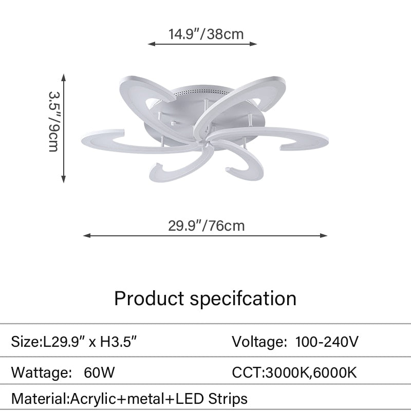 Modern Led Ceiling Light Fixture Dimming Chandelier