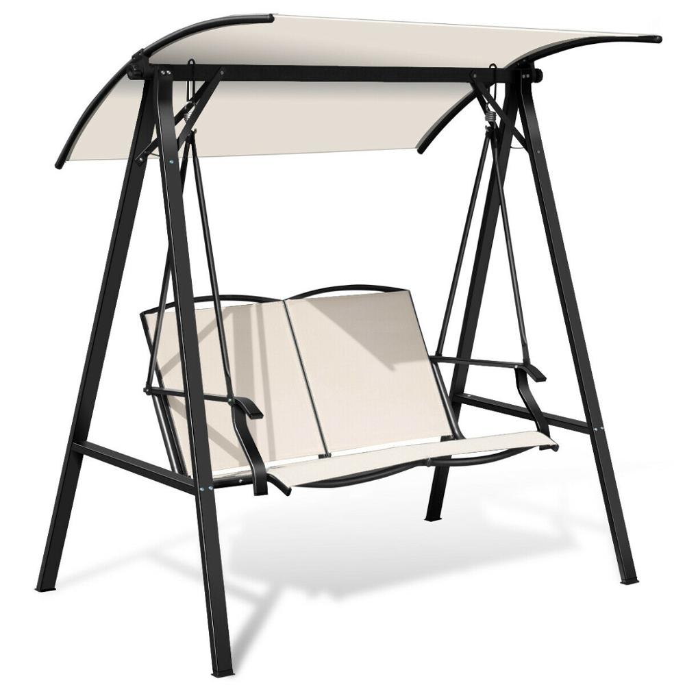 Outdoor 2-Seat Swing Loveseat w/Canopy