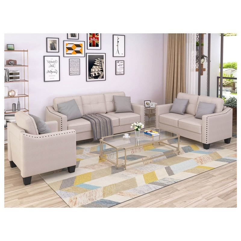 3 Piece Living Room Set; Sofa, Loveseat, Armchair