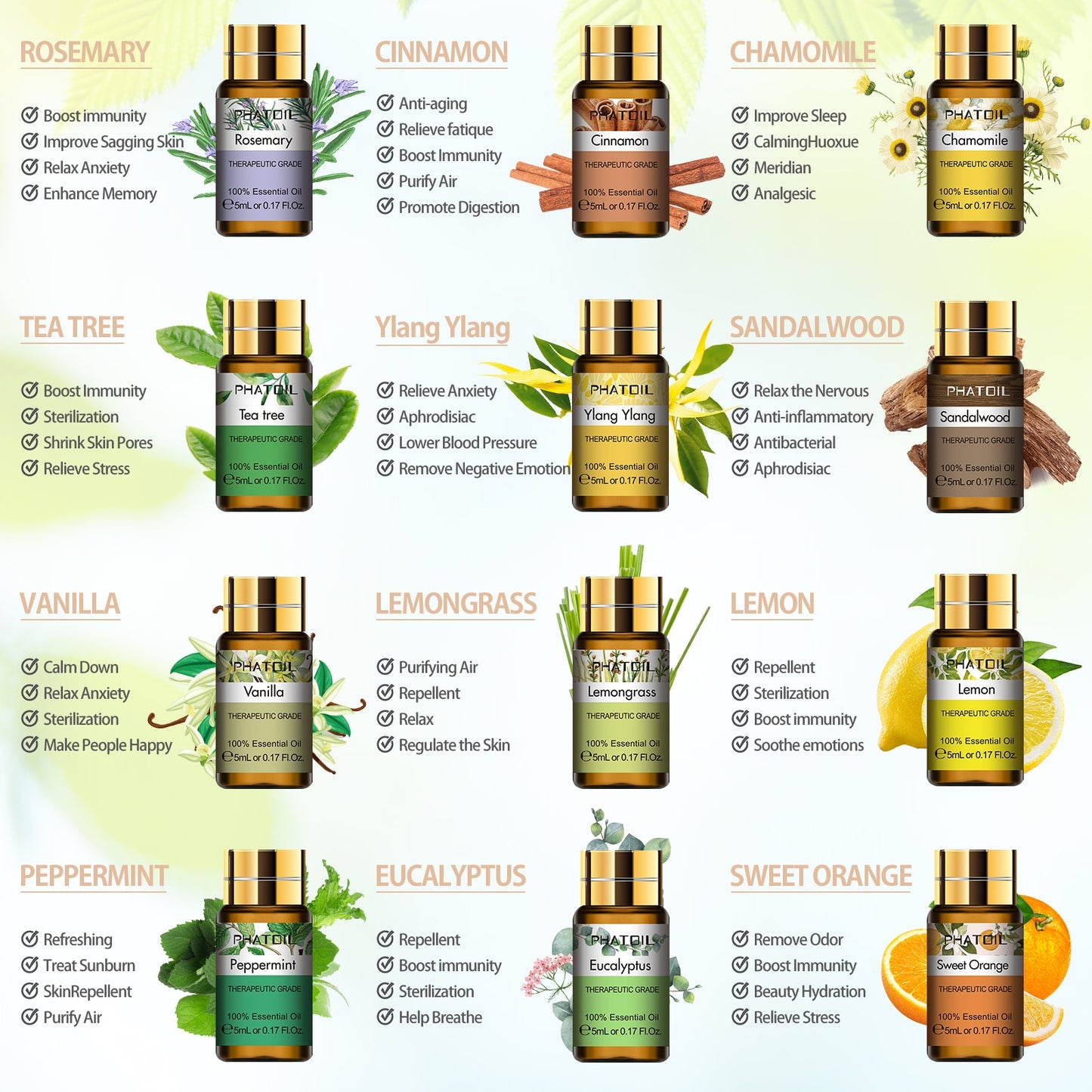 15pcs Pure Essential Oils Set