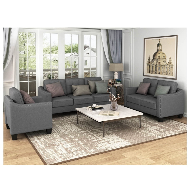 3 Piece Living Room Set; Sofa, Loveseat, Armchair