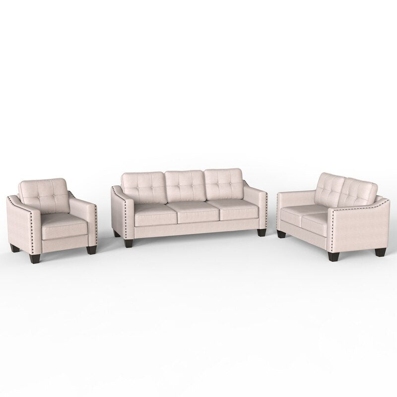 3 Piece Living Room Set; Sofa, Loveseat, Armchair