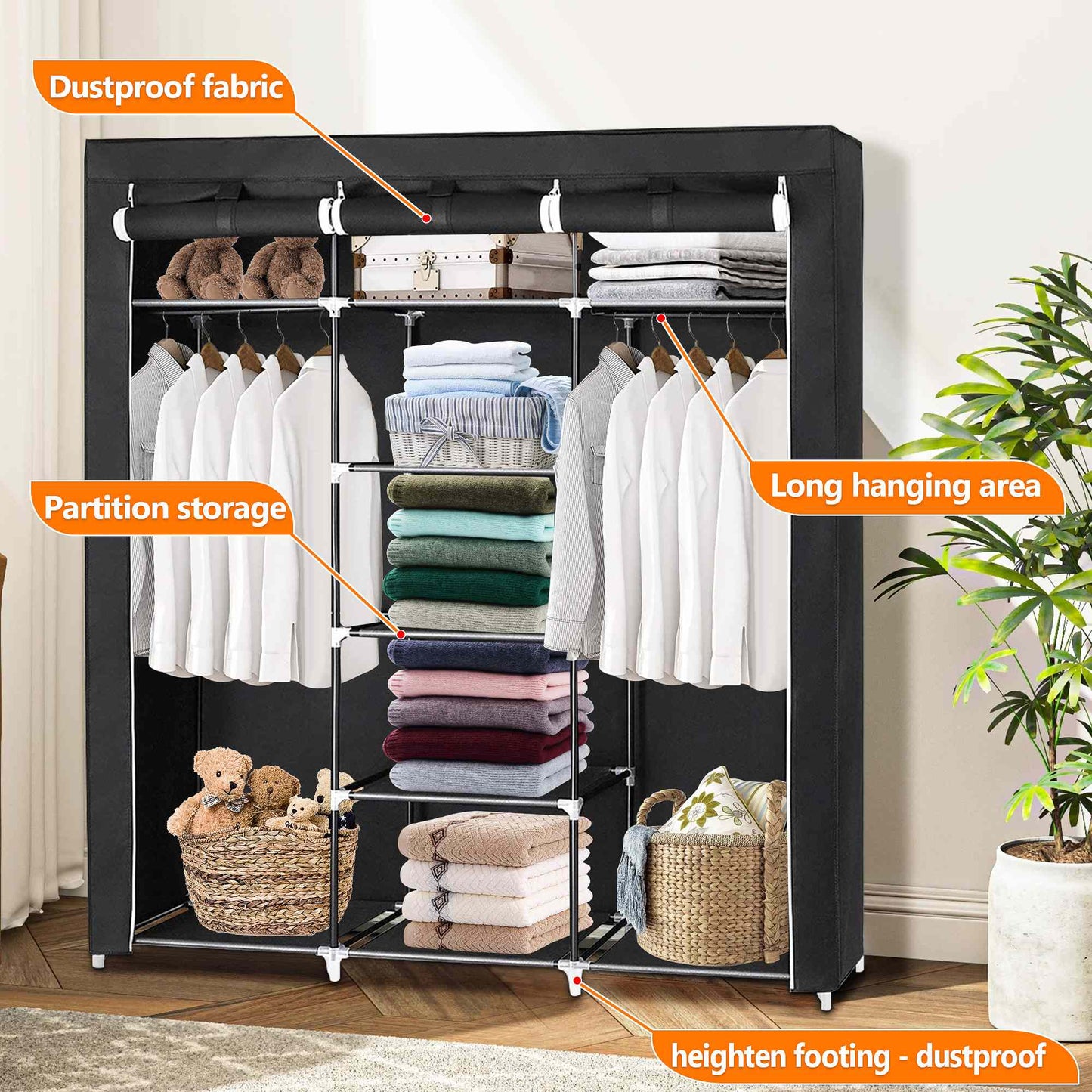 Bedroom Wardrobes Folding Clothing Storage Closet