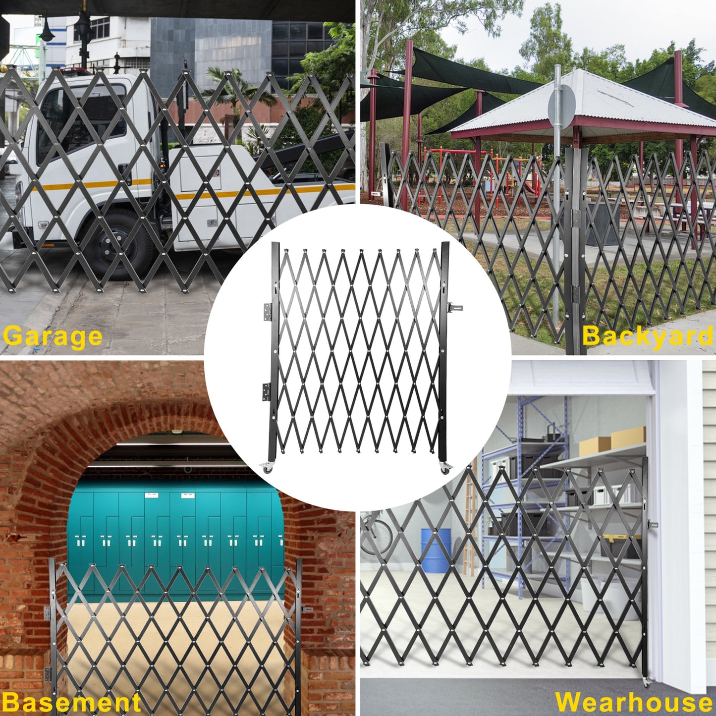 Folding Steel Expanding Accordion Security Gate w/Lock