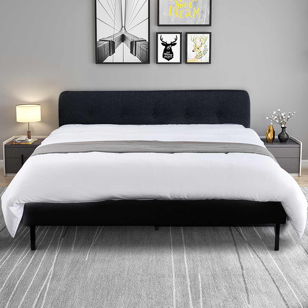 Queen Size Bed Frame Upholstered Platform