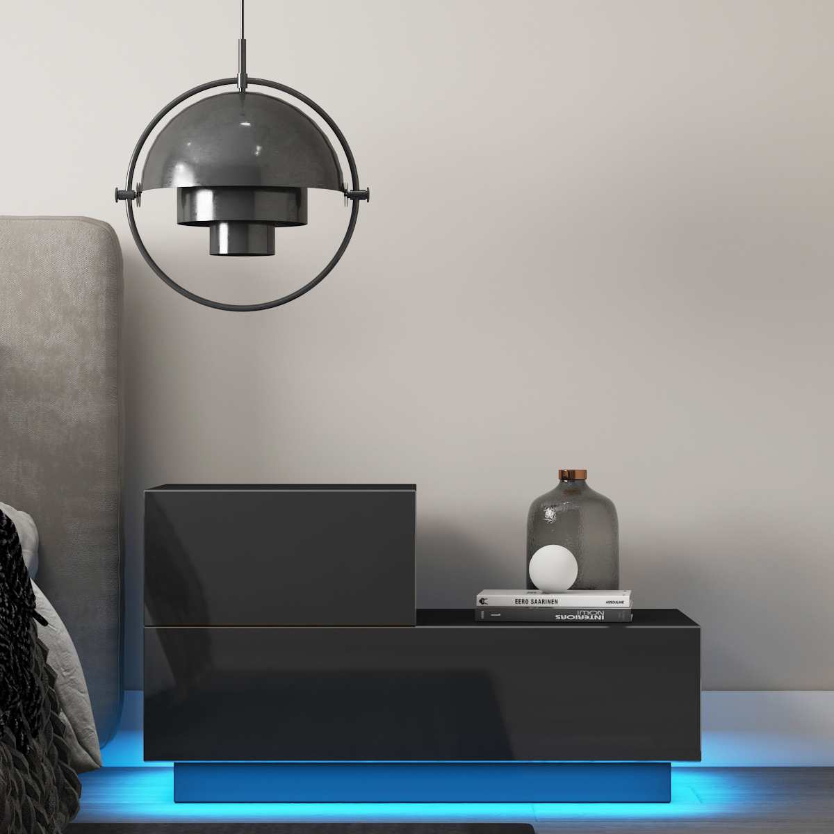 Luxury LED Table Nightstand of 2 Drawers