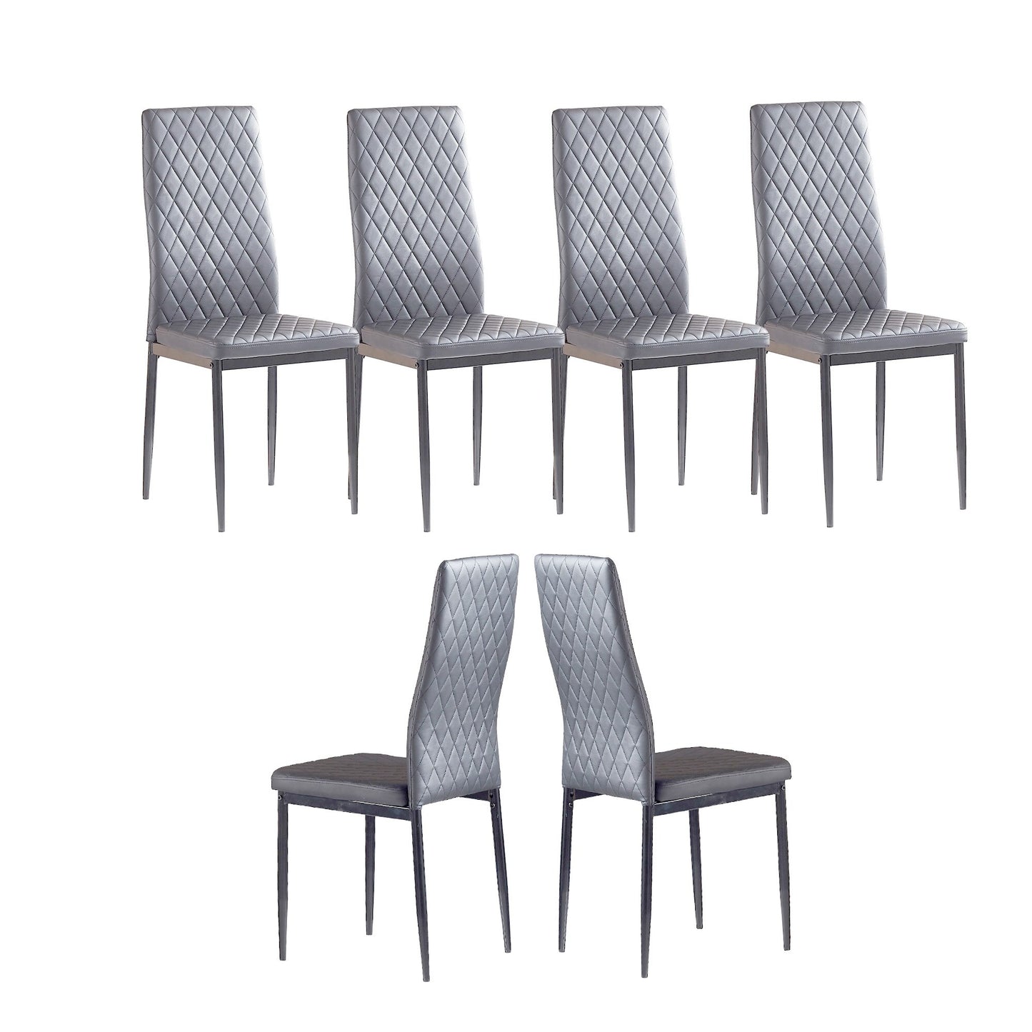 6 Pcs Modern Dining Chair Fireproof Leather