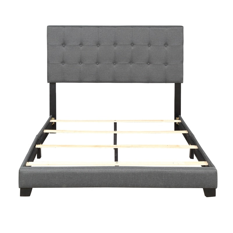 Upholstered Linen Stitch Tufted Platform Bed F/Q/K