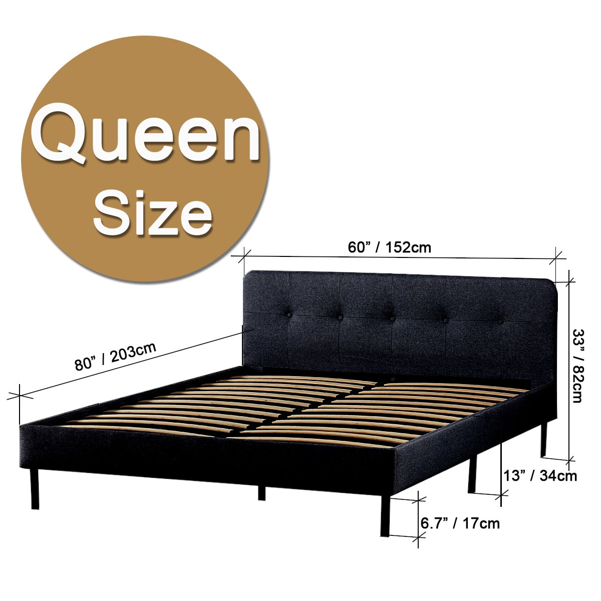 Queen Size Bed Frame Upholstered Platform