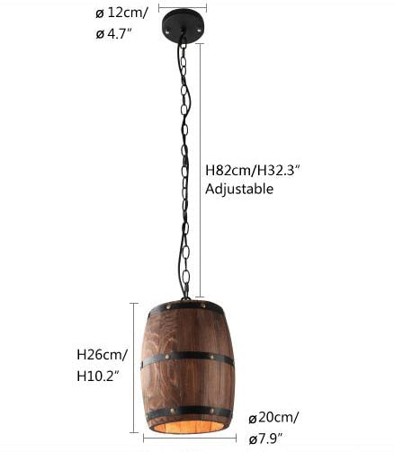 Natural wood Wine barrel Ceiling Lighting Fixture