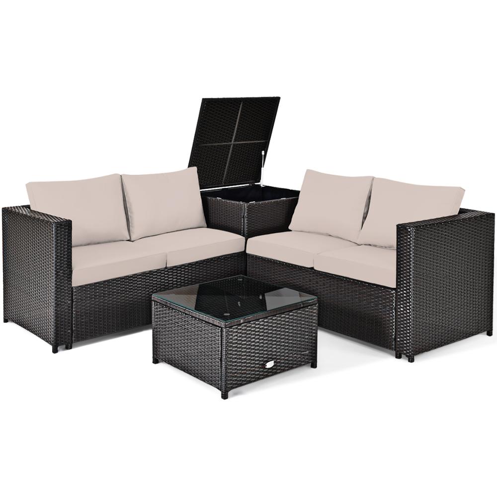 8PCS Outdoor Patio Cushioned Rattan Furniture Set