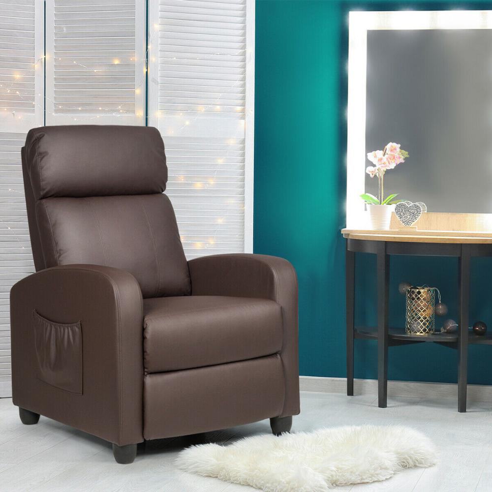 Massage Recliner Chair Seat w/ Footrest Brown