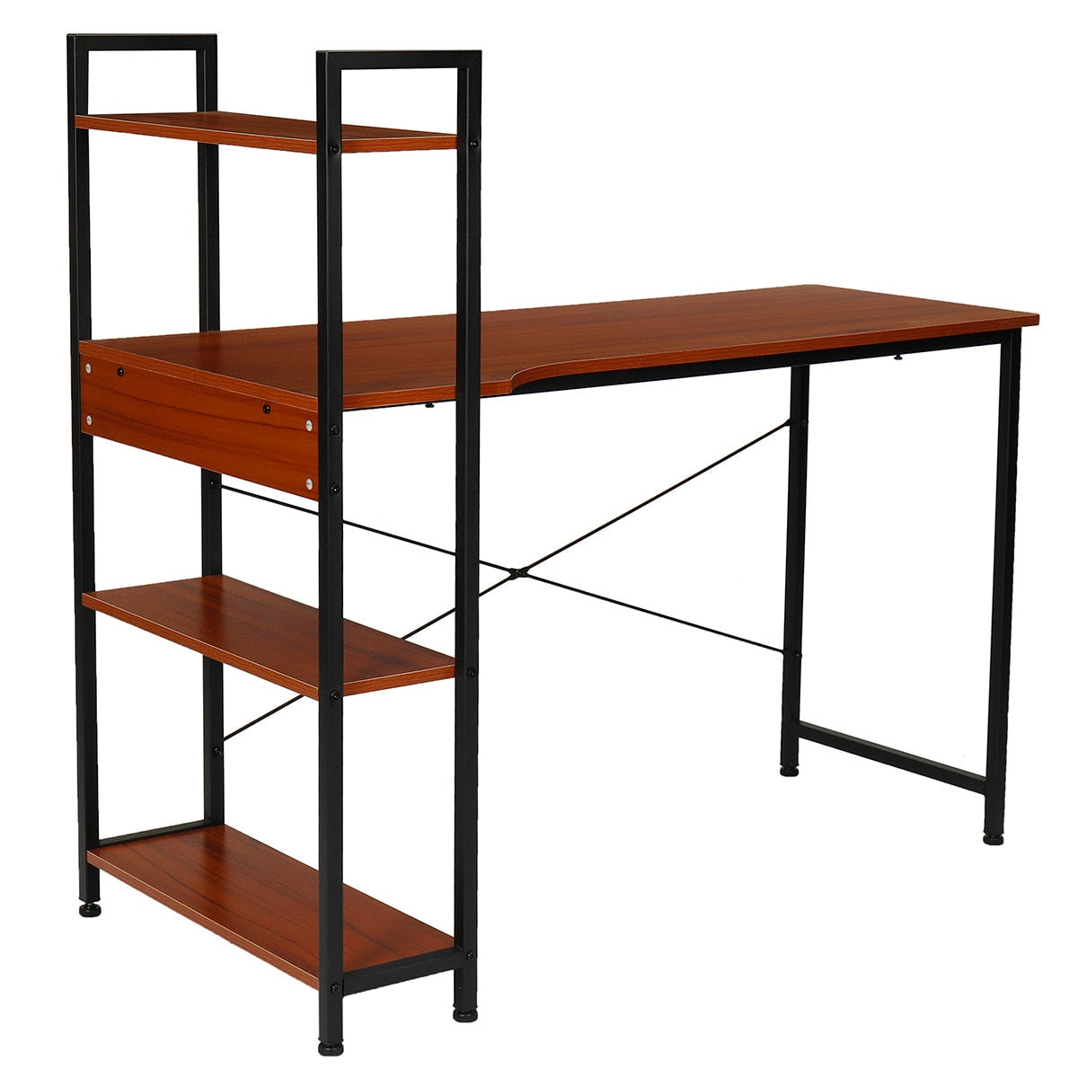 Modern Desks with 4 Tiers Bookshelf