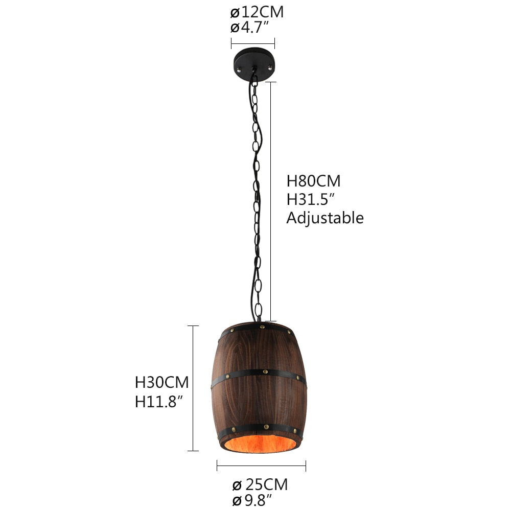 Natural wood Wine barrel Ceiling Lighting Fixture