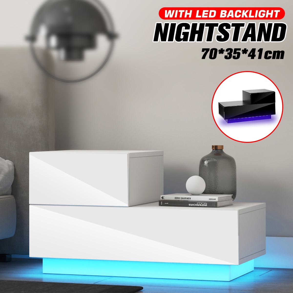 Modern LED Light Nightstand w/2 Drawers