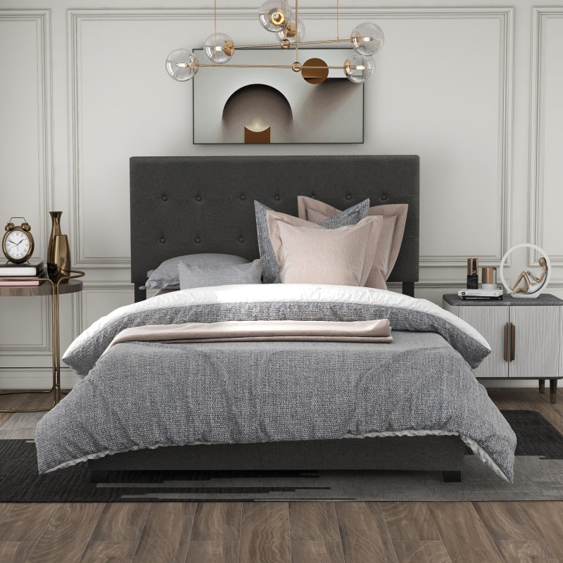 Full Size Upholstered Bed Frame Gray