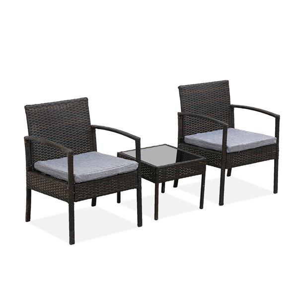 3 Piece Rattan Wicker Patio Set W/Cushions