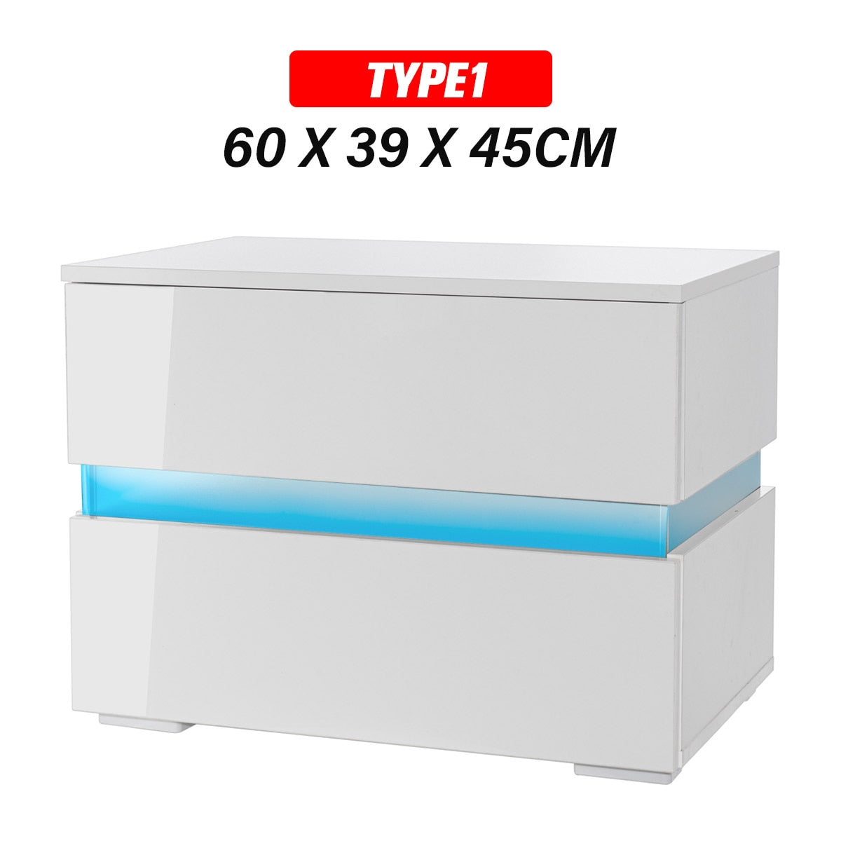 Modern LED Light Nightstand w/2 Drawers