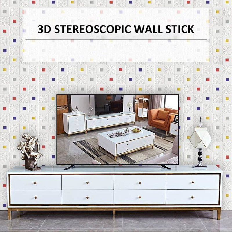 10PCS 3D Self-adhesive Wall Foam Panels