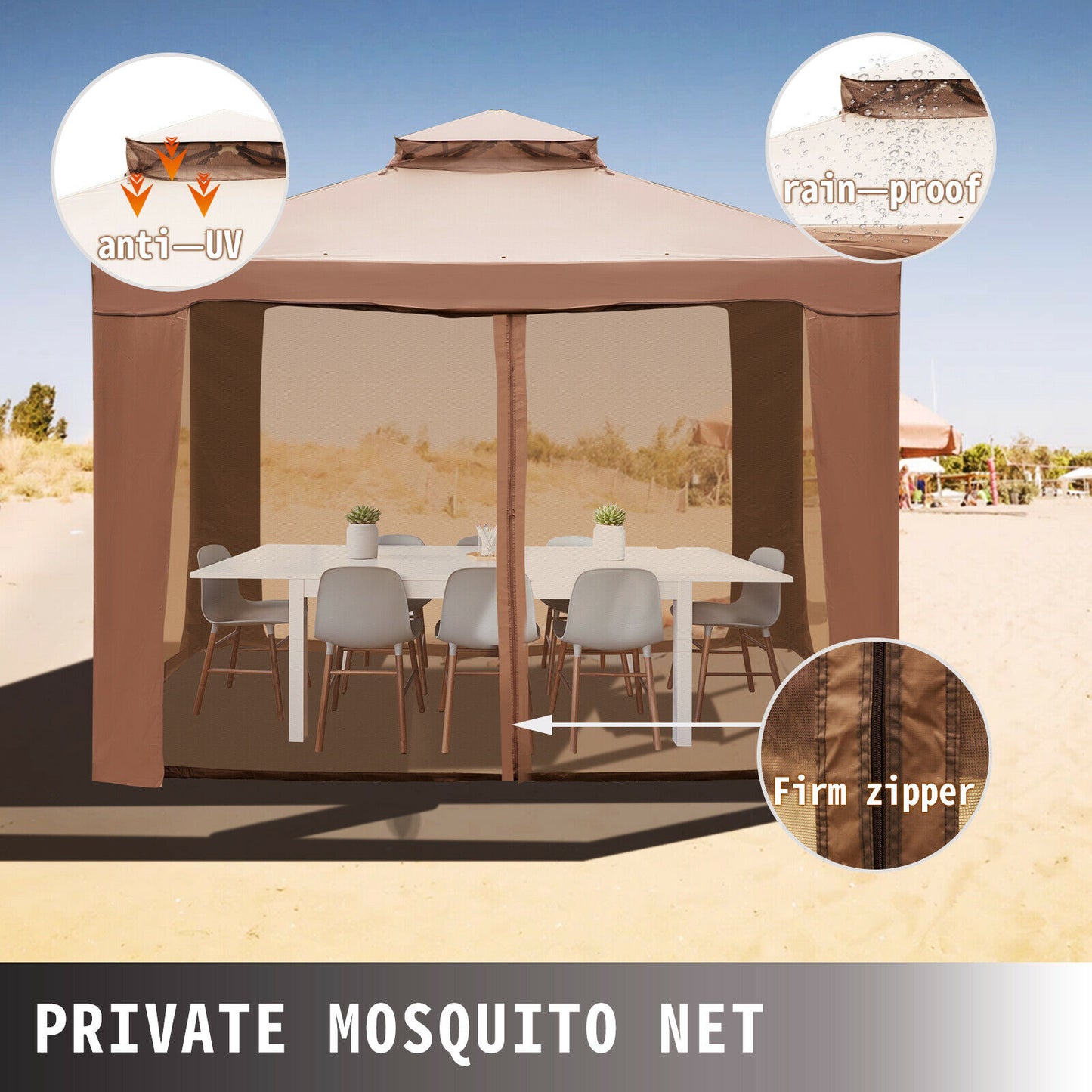 Outdoor Gazebo Canopy Tent W/Netting