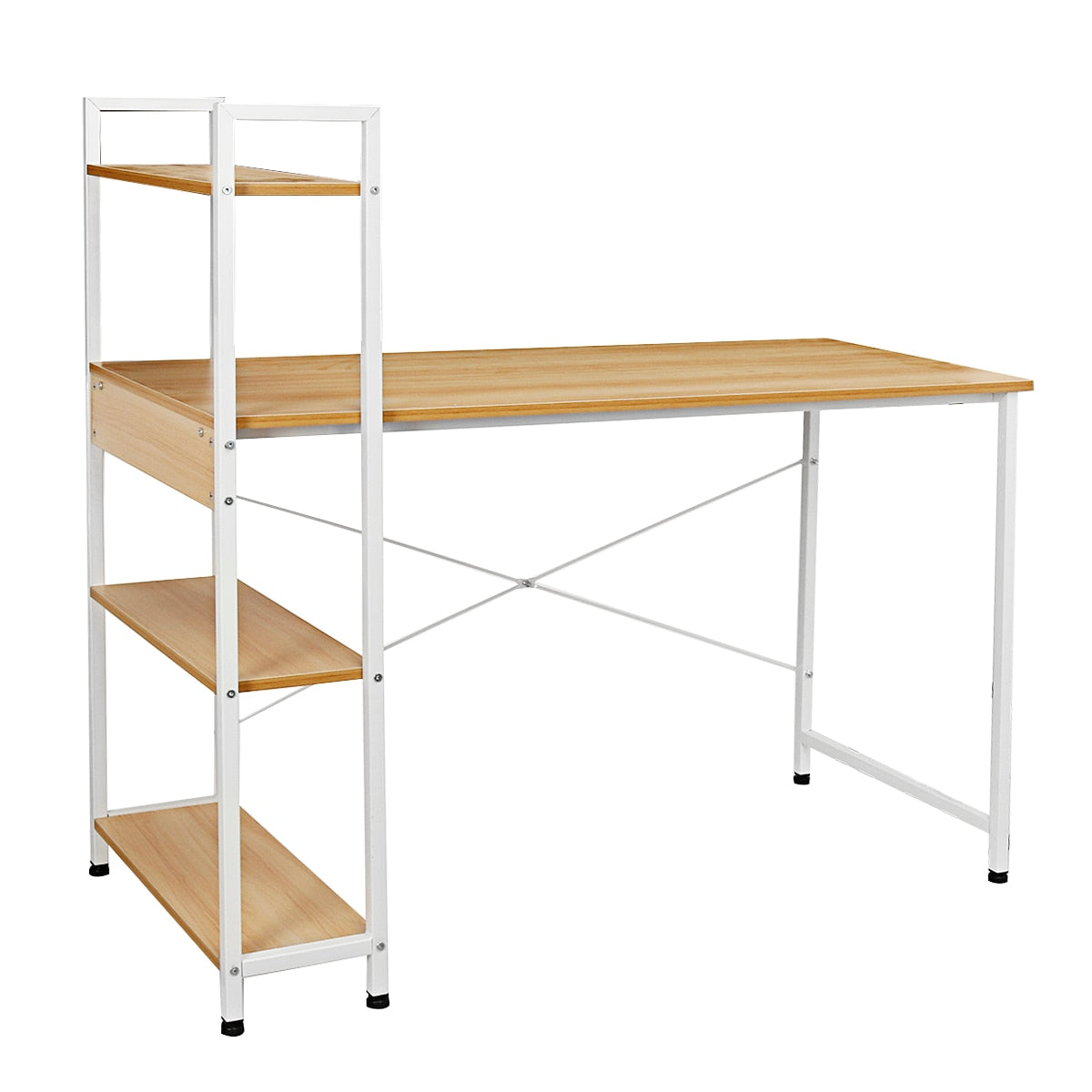 Modern Desks with 4 Tiers Bookshelf