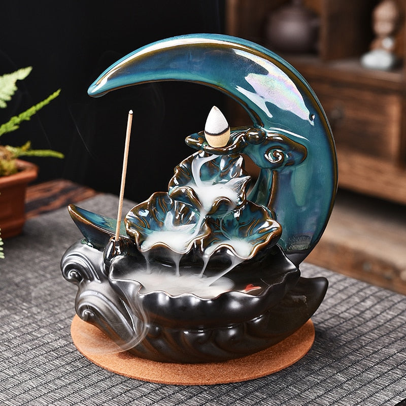 Moon Backflow Incense Burner Waterfall