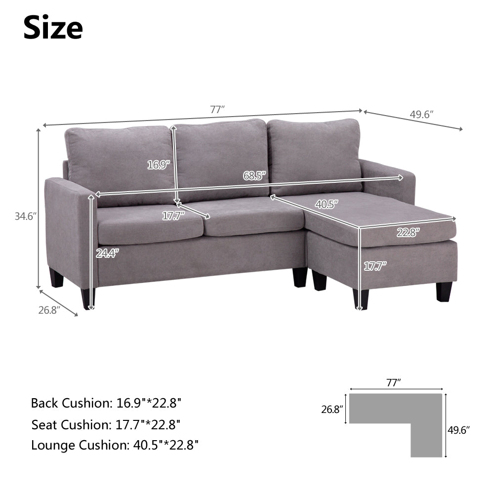 Modern Living Room Sofa Loveseat Chaise Combination