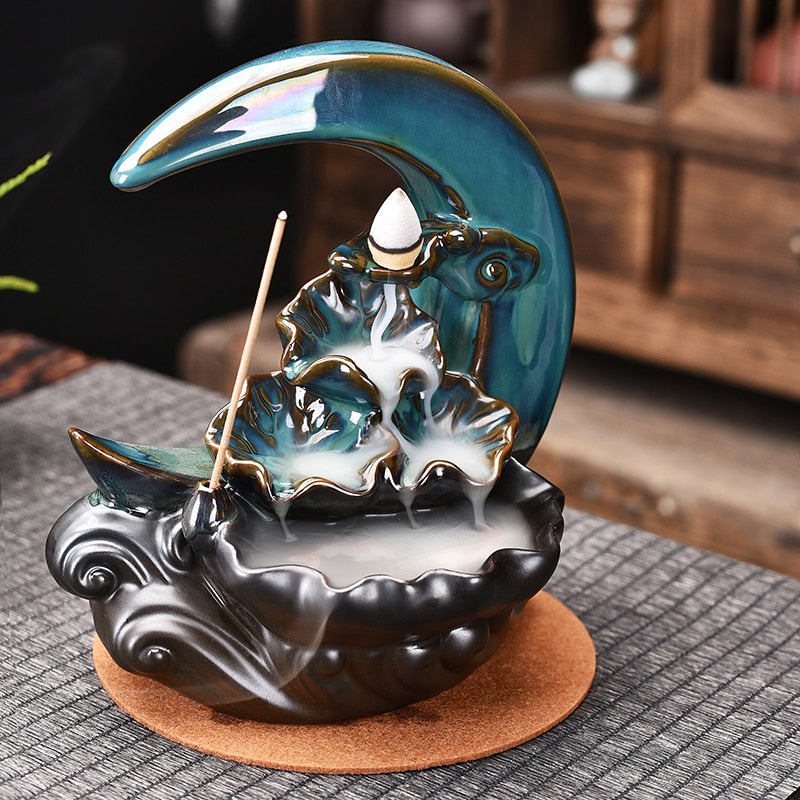 Moon Backflow Incense Burner Waterfall