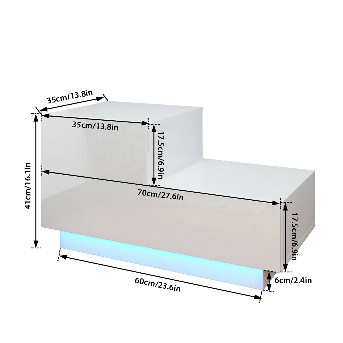 Luxury LED Table Nightstand of 2 Drawers