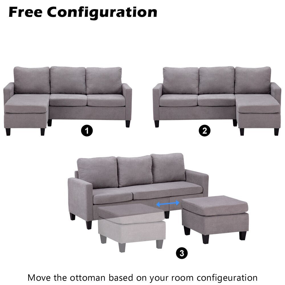 Modern Living Room Sofa Loveseat Chaise Combination