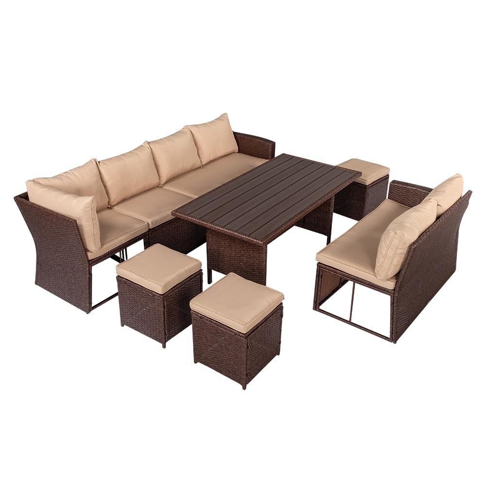 8Pcs Outdoor Rattan Patio Set with Cushions