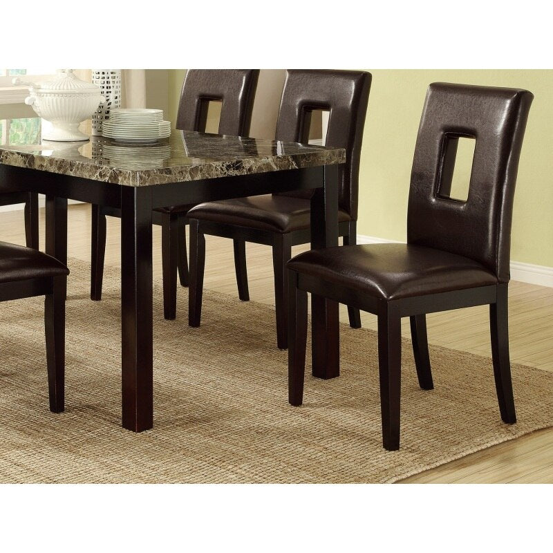 7PCS Dining Table Set w/Faux Marble Top