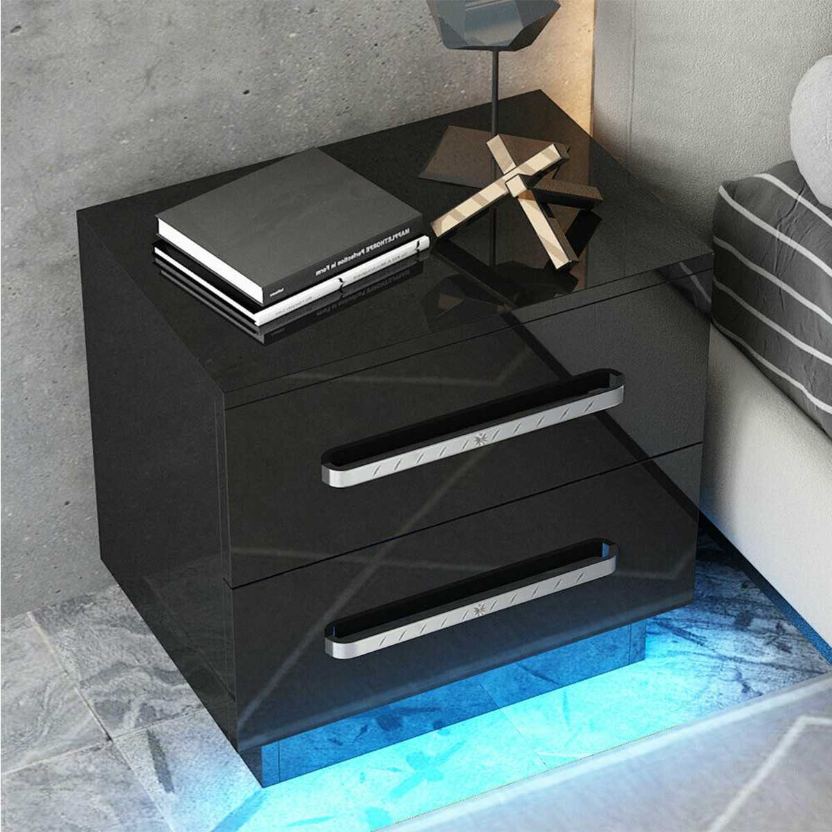 LED Bedside Nightstand With 2 Drawer