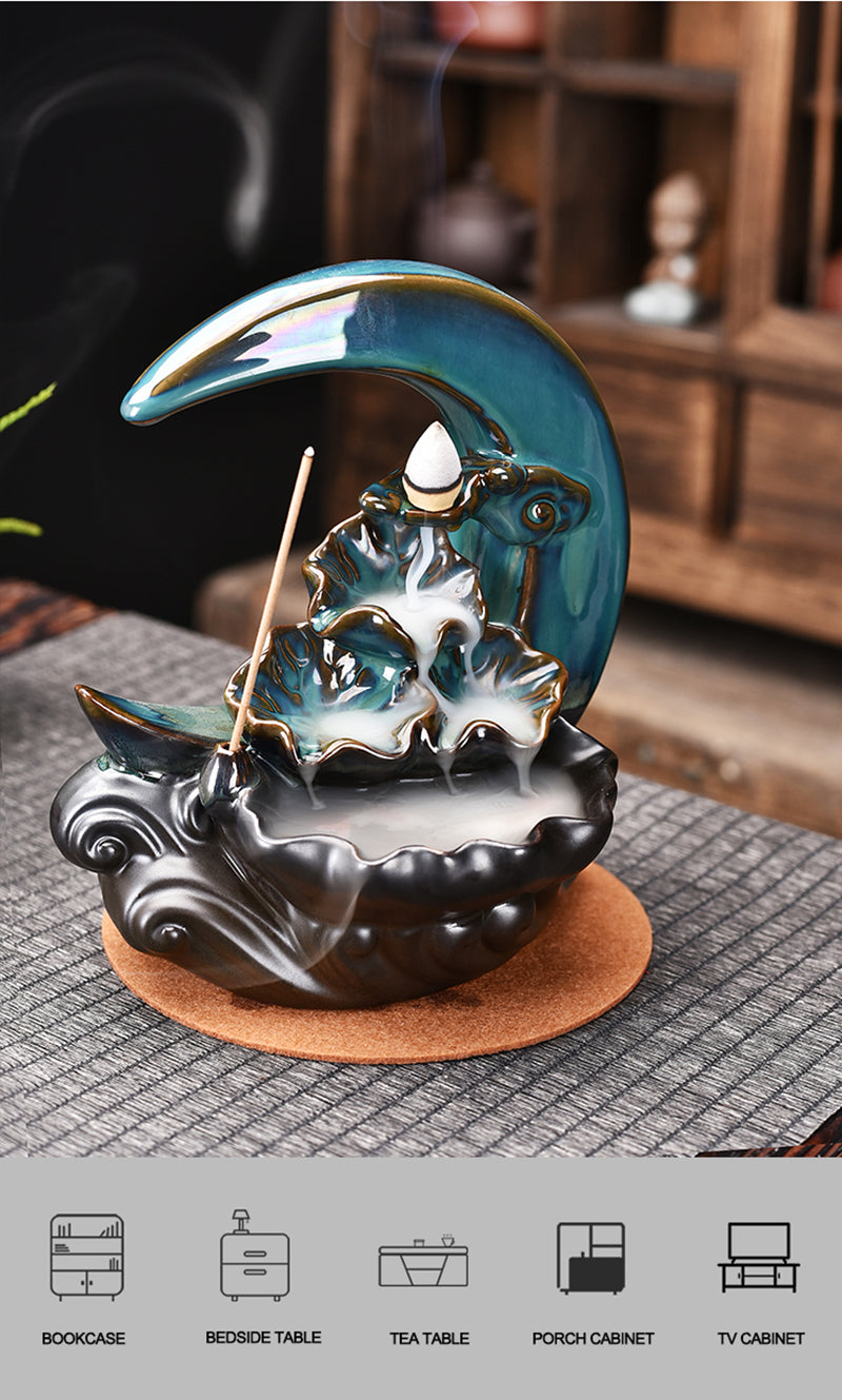 Moon Backflow Incense Burner Waterfall