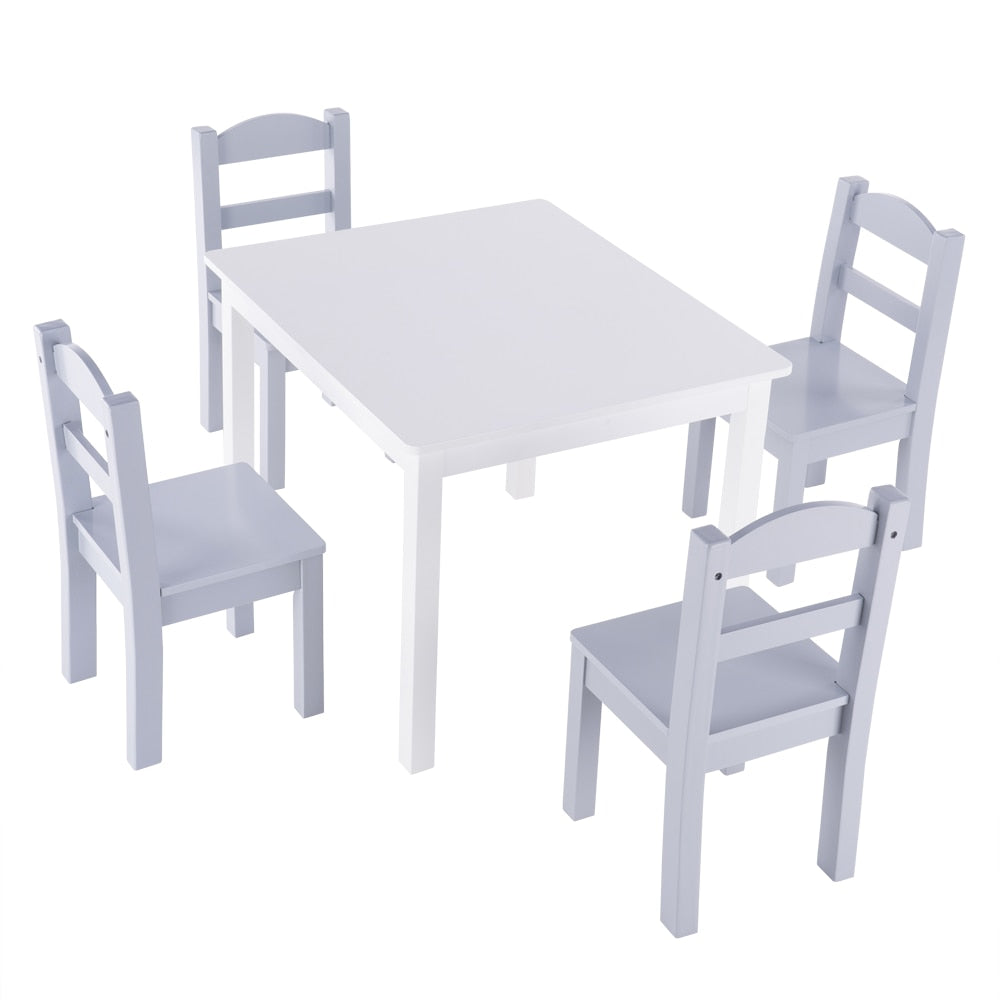 Wooden Kids Table and 4 Chairs Set