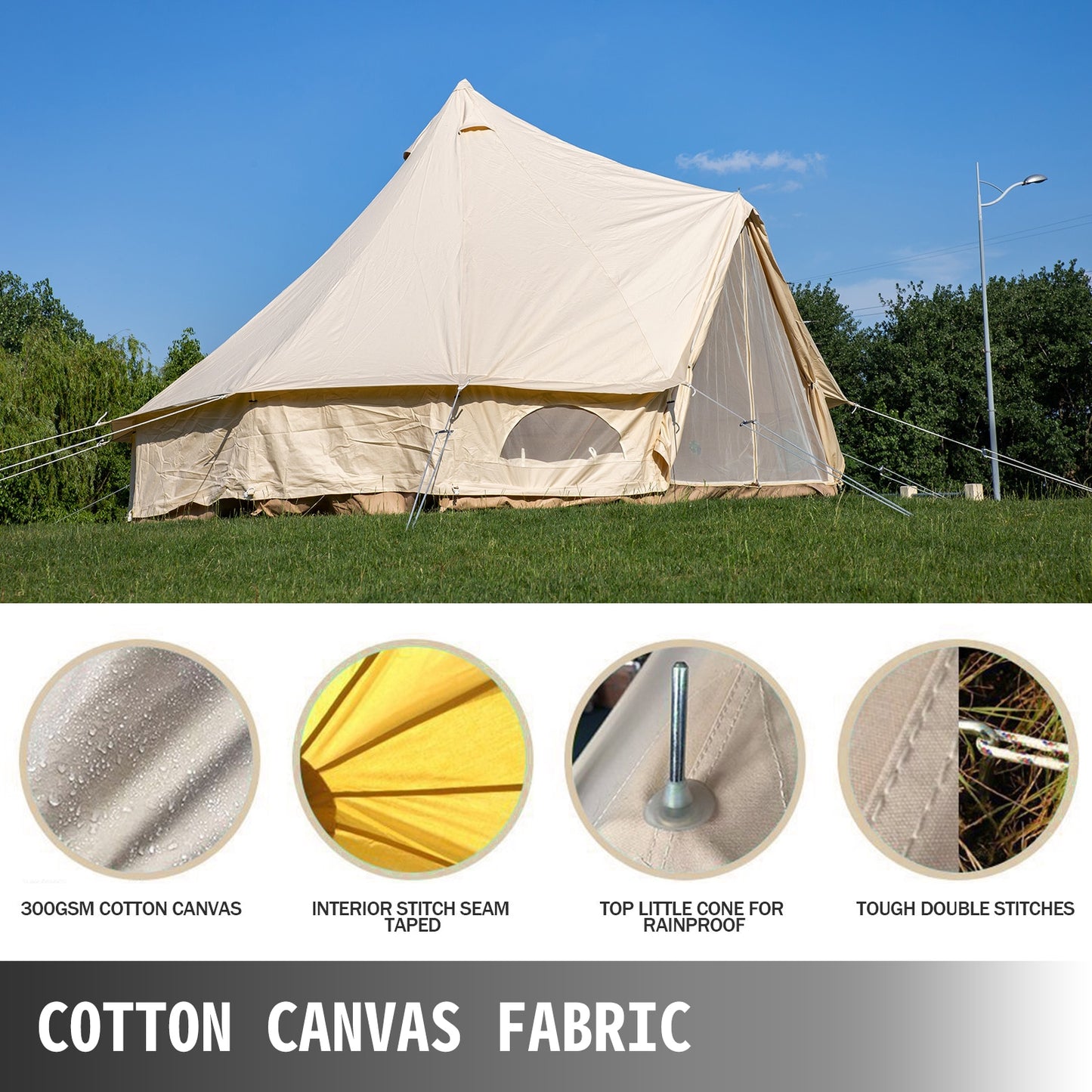 4-12 Person Waterproof Canvas Camping Bell Tent