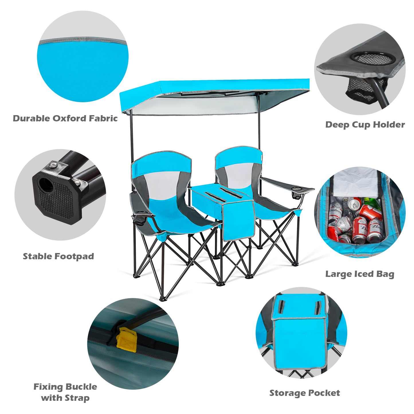 Portable Canopy Chairs w/Cup Holder and Cooler