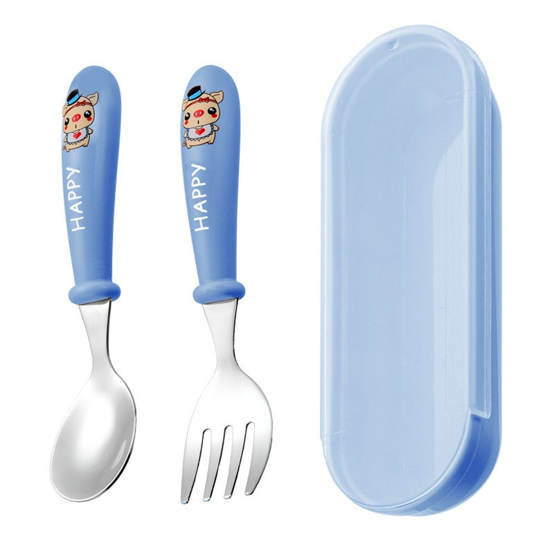 Infant Toddler Tableware Fork and Spoon w/Box