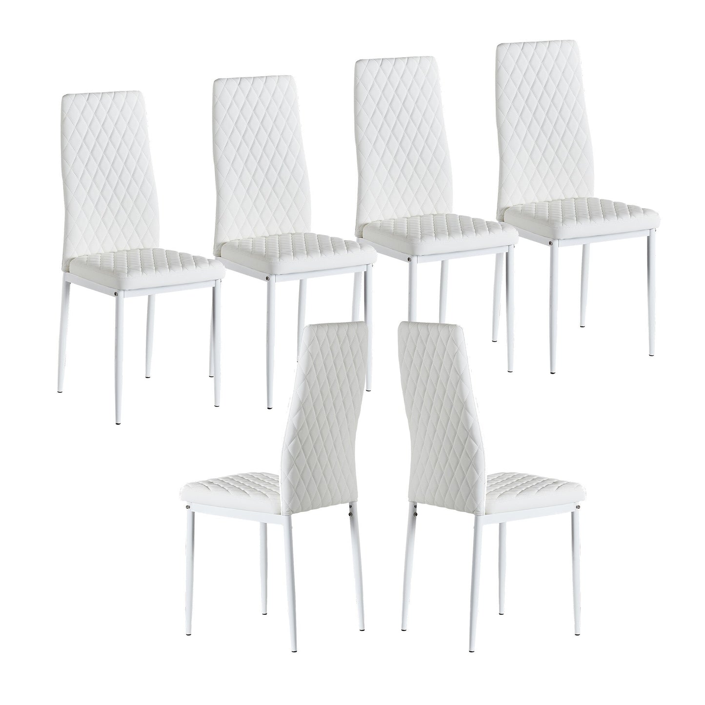 6 Pcs Modern Dining Chair Fireproof Leather