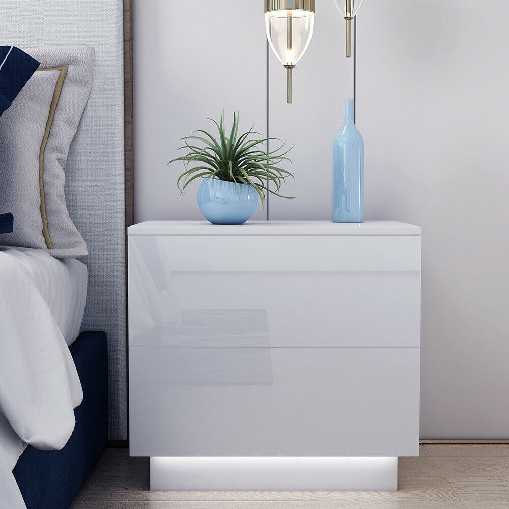 Modern LED Bedroom Nightstand Storage