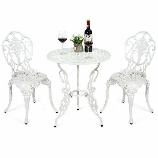 3PCS Patio Bistro Furniture Set Cast Aluminum