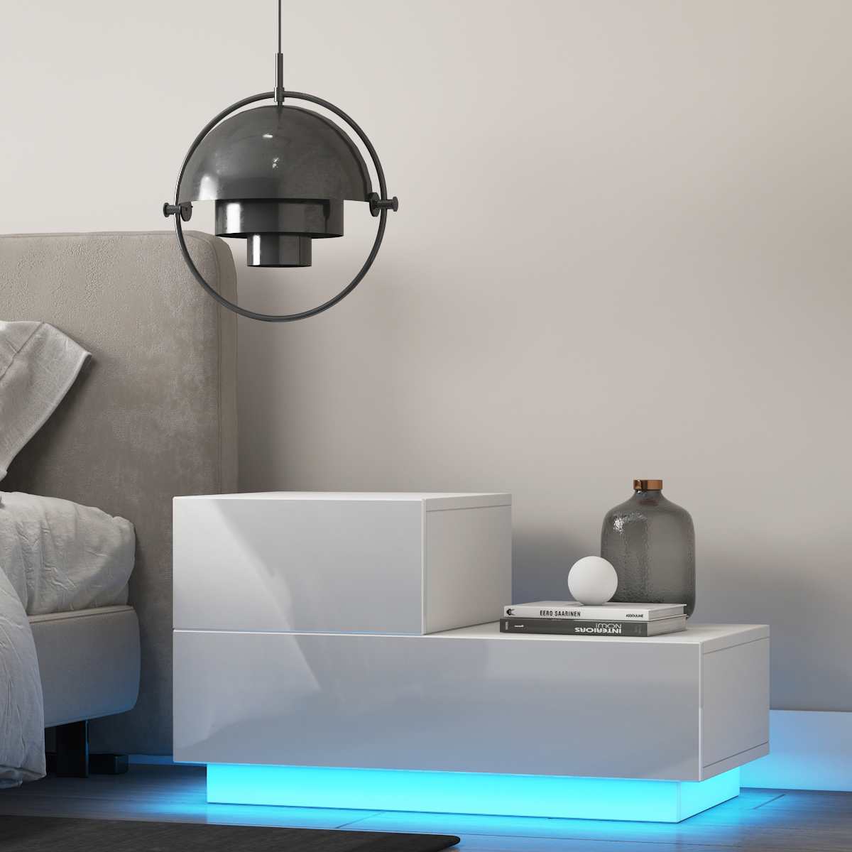 Luxury LED Table Nightstand of 2 Drawers