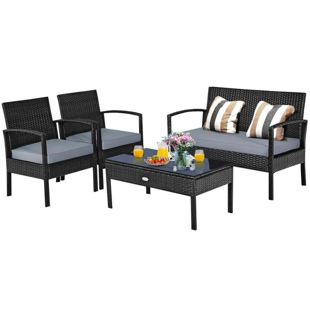 4PCS Outdoor Patio Rattan Furniture Set