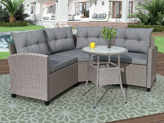 4Pc Resin Wicker Patio Furniture Set w/cushions