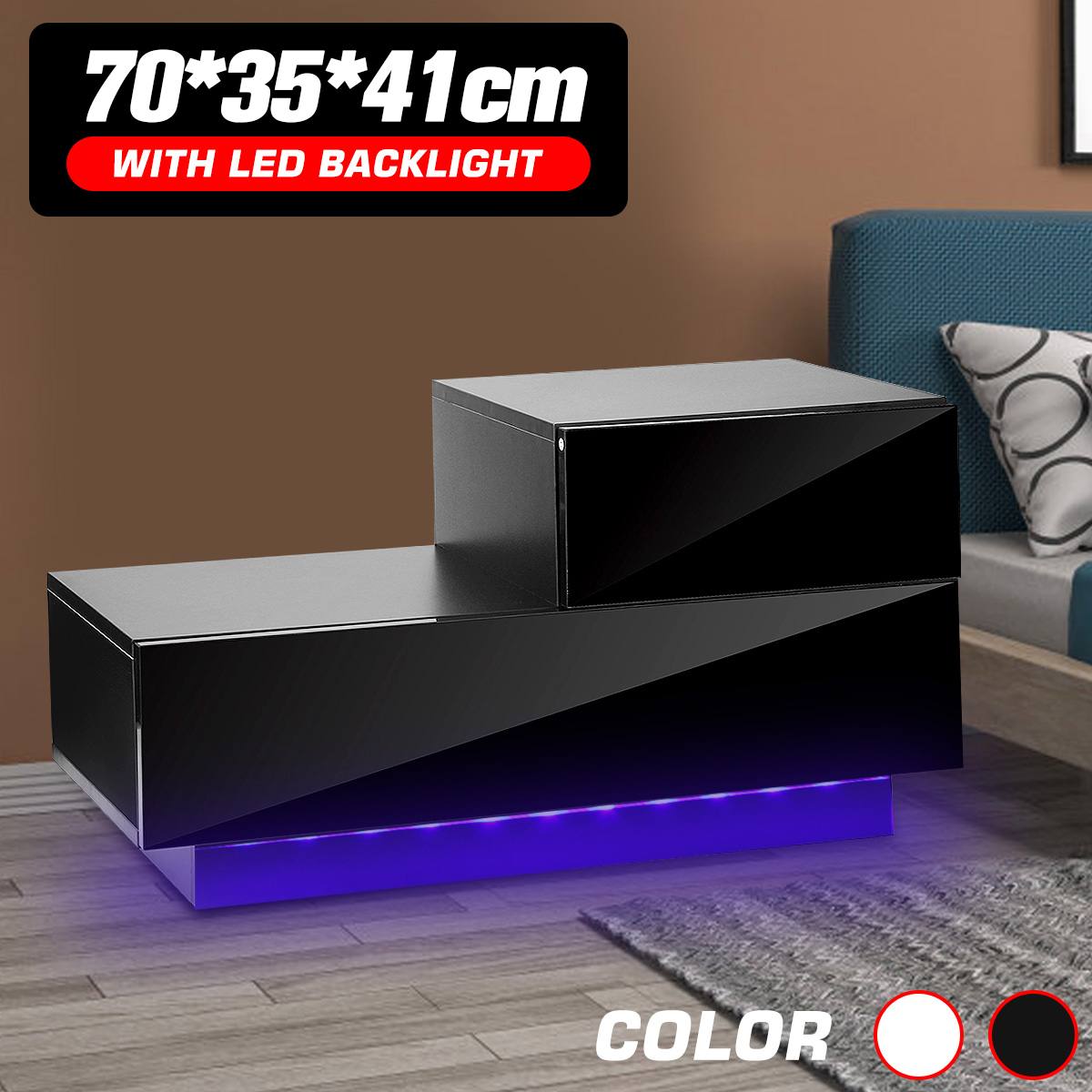 Luxury LED Table Nightstand of 2 Drawers