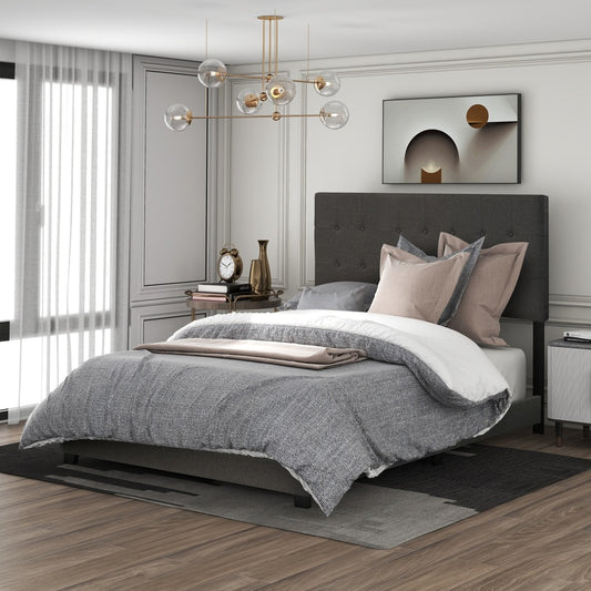 Full Size Upholstered Bed Frame Gray