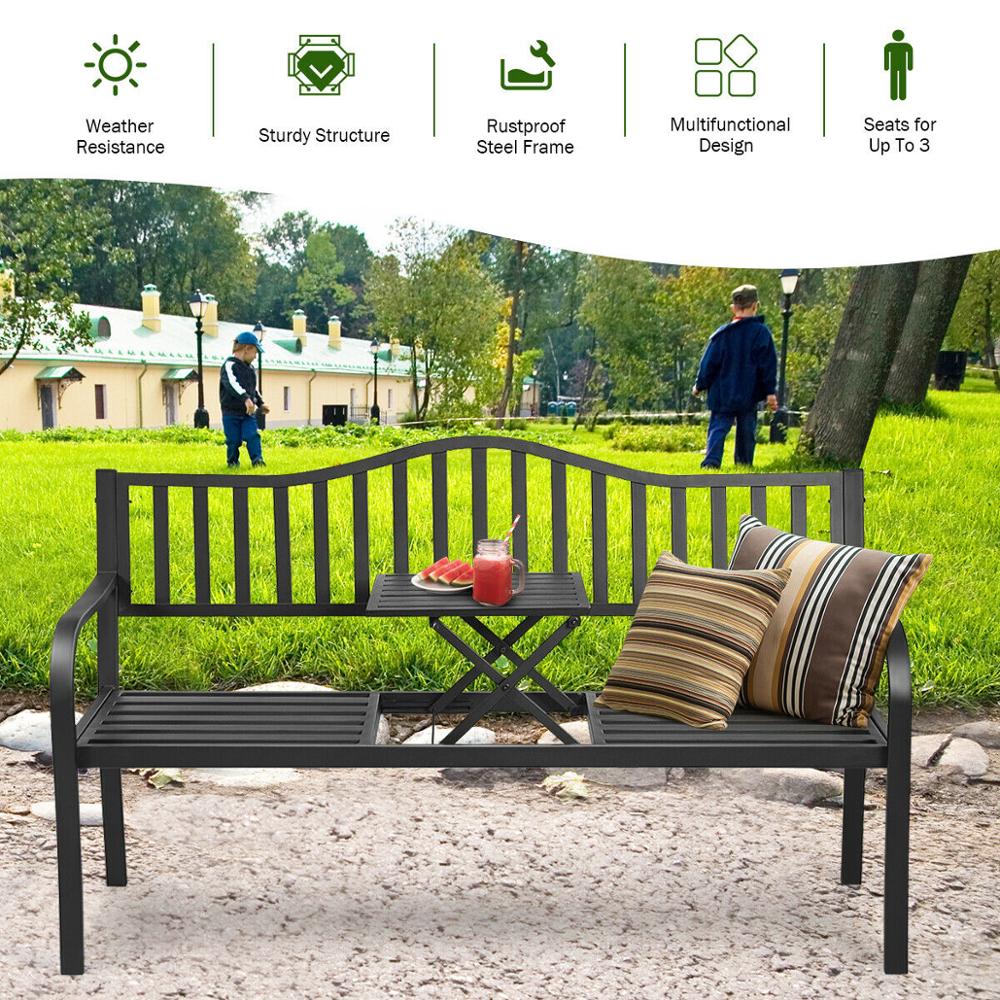 Patio Outdoor Garden Steel Bench Adjustable