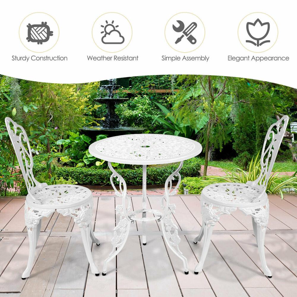 3PCS Patio Bistro Furniture Set Cast Aluminum