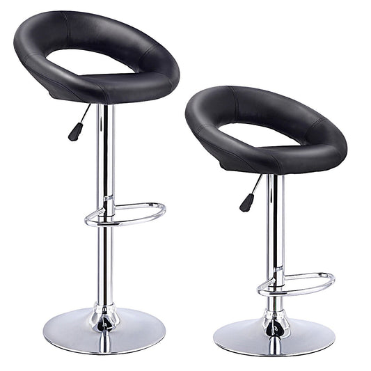 Set Of 2 Bar Stools Leather Swivel