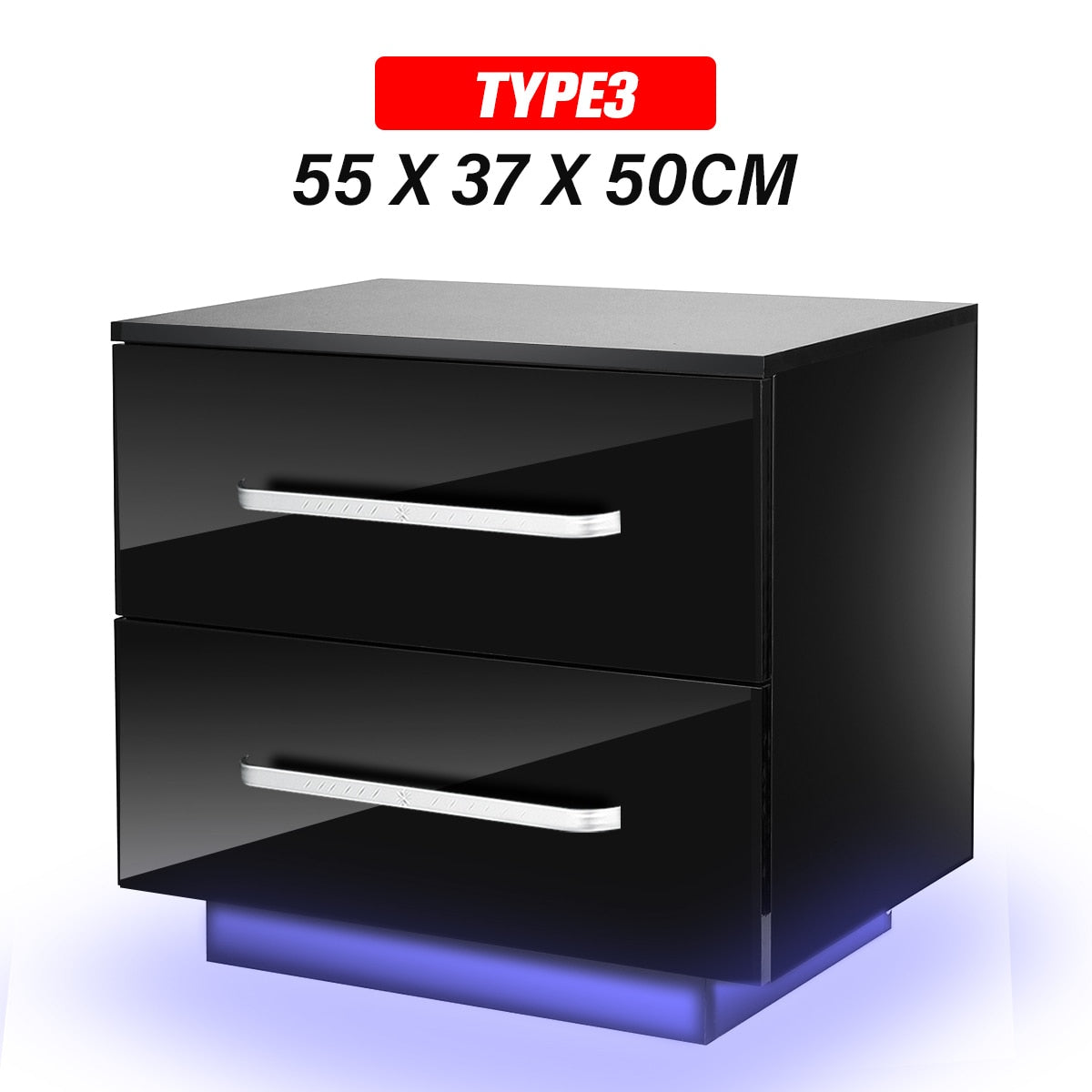 Modern LED Light Nightstand w/2 Drawers